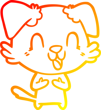 Bir insan tarafından çizilmiş gülen çizgi film köpeğinin sıcak çizgi çizgisi.