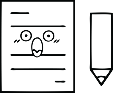 Bir insan tarafından çizilmiş bir test kağıdının çizgi çizimi