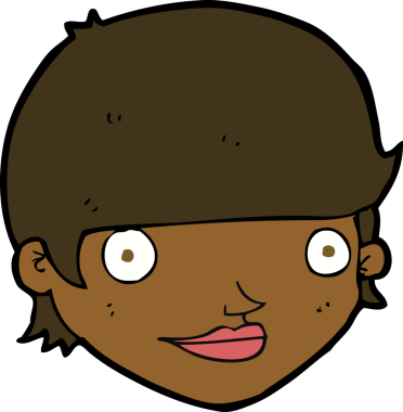 Bir insan tarafından çizilmiş mutlu kadın yüzü.