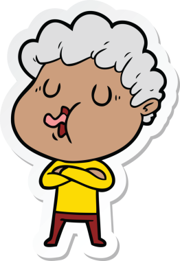 Bir insan tarafından çizilmiş şarkı söyleyen bir çizgi film karakterinin çıkartması.