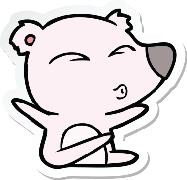 Bir insan tarafından çizilmiş ıslık çalan bir ayının çıkartması.