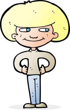 Bir insan tarafından çizilmiş kalçaları olan çizgi filmci çocuk.