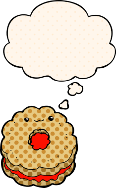 Bir insan tarafından çizilmiş, düşünce baloncuklu çizgi roman bisküvisi.