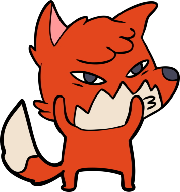 Bir insan tarafından çizilmiş akıllı çizgi film tilkisi.