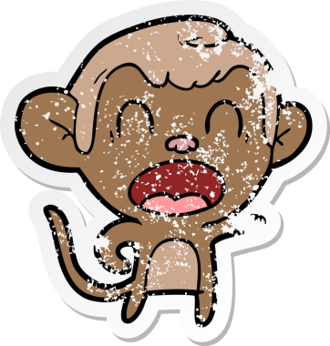 Bir insan tarafından çizilmiş bağıran çizgi film maymunu çıkartması.