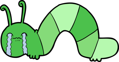 Çizgi film tırtılı bir insan tarafından çizilmiş pişmanlıklarına kafayı takmış.