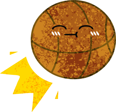 Bir insan tarafından çizilmiş basketbol topunun retro çizim tarzı karikatürü