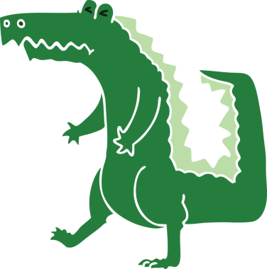 Bir insan tarafından çizilmiş garip çizgi film timsahı.