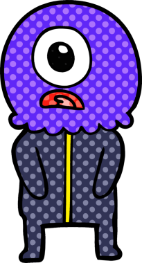 Çizgi film Tepegöz uzaylı uzay adamı bir insan tarafından çizildi.