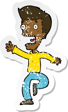 Bir insanın çizdiği korku dolu bir karikatürün gerilimli çıkartması.