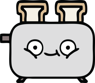 Bir insan tarafından çizilmiş bir tost makinesi karikatürü.