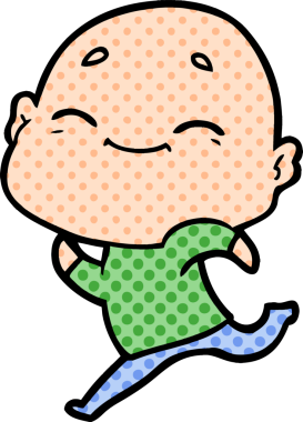 Bir insan tarafından çizilmiş mutlu, kel adam.