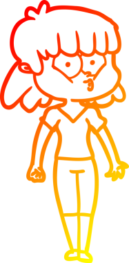 Bir insan tarafından çizilmiş, çizgi film karakteri ıslık çalan bir kız çizimi