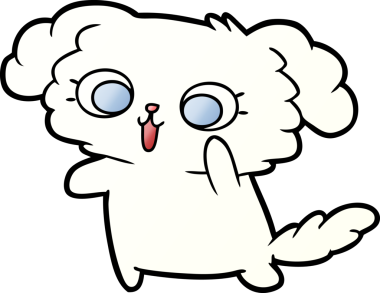 Bir insan tarafından çizilmiş şirin bir çizgi film köpeği.