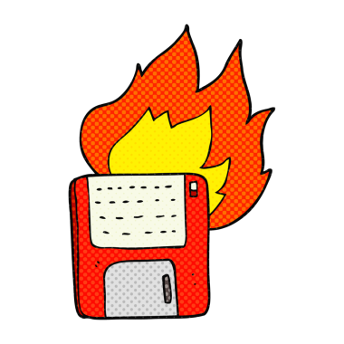 Bir insan tarafından çizilmiş serbest çizilmiş çizgi roman tarzı eski bilgisayar diski.