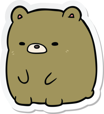 Bir insan tarafından çizilmiş üzgün bir ayının çıkartması.