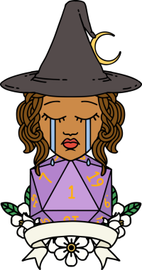 Retro Dövme Tarzı Ağlayan İnsan Cadısı Bir insan tarafından çizilmiş doğal bir rulo