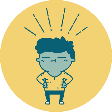 Bir insan tarafından çizilmiş dövme stili mutlu bir adam simgesi