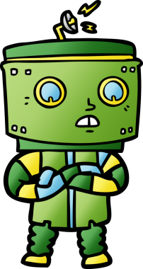 Bir insan tarafından çizilmiş çizgi film robotu