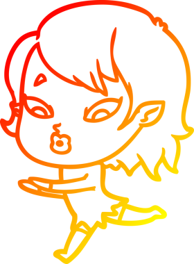 Bir insan tarafından çizilmiş sevimli bir vampir kız çizgi çizimi.