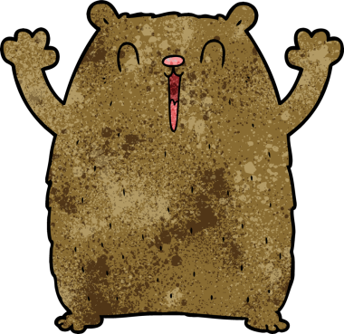 Bir insan tarafından çizilmiş mutlu çizgi film ayısı.