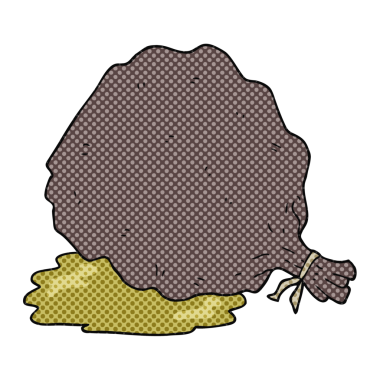 Bir insan tarafından çizilmiş el yazması bir çöp torbası.