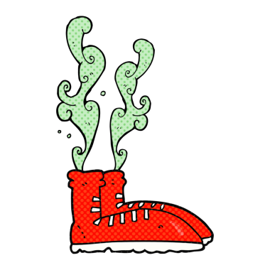 Bir insan tarafından çizilmiş el yapımı kokuşmuş spor ayakkabılar.