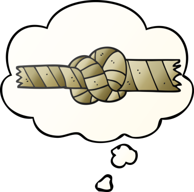 bir insan tarafından çizilmiş yumuşak eğimli düşünce baloncuklu düğüm halat.