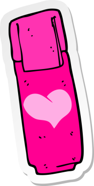 Bir insan tarafından çizilmiş pembe keçeli kalem etiketi.