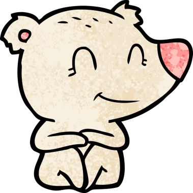 Bir insan tarafından çizilmiş gülümseyen kutup ayısı çizgi filmi