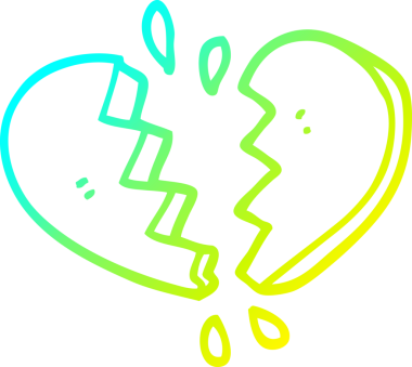 Bir insan tarafından çizilmiş kırık bir kalbin soğuk gradyan çizimi.