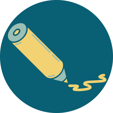 Bir insan tarafından çizilmiş renkli bir kalemin ikonik dövme şekli