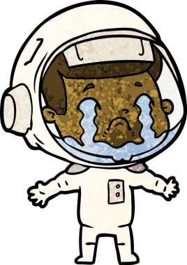 Bir insan tarafından çizilmiş ağlayan astronot çizgi filmi.