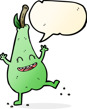 Bir insan tarafından çizilmiş mutlu armut dans eden çizgi film.