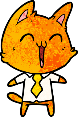 Bir insan tarafından çizilmiş mutlu çizgi film kedisi.