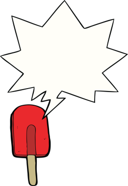 Bir insan tarafından çizilmiş konuşma balonlu buz lolipopu.