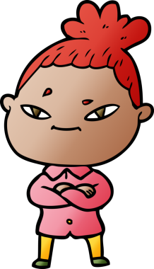 Bir insan tarafından çizilmiş karikatür kadın.