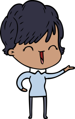 Bir insan tarafından çizilmiş gülen kadın çizgi filmi.