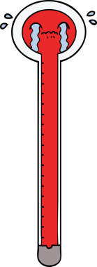 bir insan tarafından çizilmiş karikatür termometresi ağlıyor