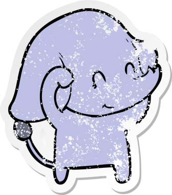 Bir insan tarafından çizilmiş şirin bir filin sıkıntılı çıkartması