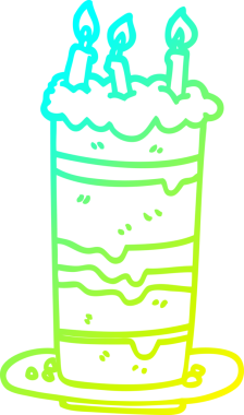 Bir insan tarafından çizilmiş bir doğum günü pastasının soğuk gradyan çizimi