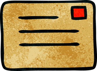 Bir insan tarafından çizilmiş kağıt zarfın retro grunge desen karikatürü.