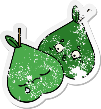 Bir insan tarafından çizilmiş şirin bir armutun sıkıntılı çıkartması.