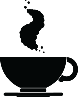 Bir insan tarafından çizilmiş sıcak bir fincan kahvenin vektör simgesi