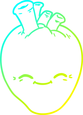 Bir insan tarafından çizilmiş mutlu bir kalbin soğuk gradyan çizgisi.