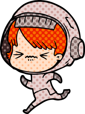 Bir insan tarafından çizilmiş bir uzay kızı.