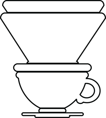 Bir insan tarafından çizilmiş filtre kahve fincanının vektör simgesi