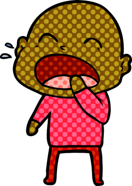 Bir insan tarafından çizilmiş kel adam diye bağıran çizgi film.