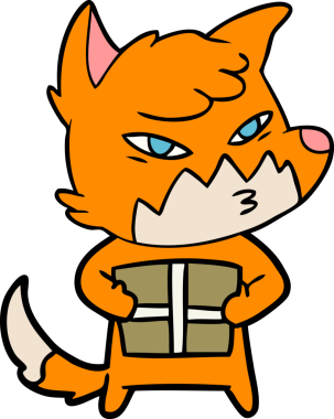 Bir insan tarafından çizilmiş akıllı çizgi film tilkisi.