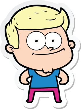 Bir insan tarafından çizilmiş mutlu bir adamın çıkartması.